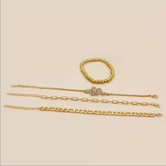 🆕 4 Pc. Rhinestone Snake Bracelet Set - Picture 3 of 4